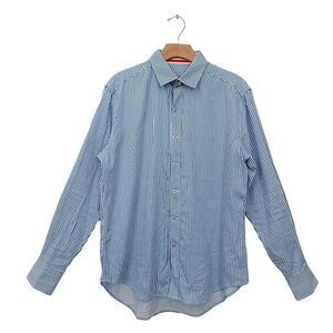 Robert Graham Shirt Mens Medium Blue Tailored Fit Long Sleeve Stripes Cotton